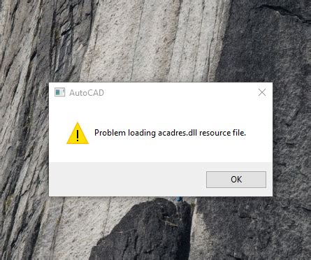 Причины ошибки при загрузке acadres dll resource file