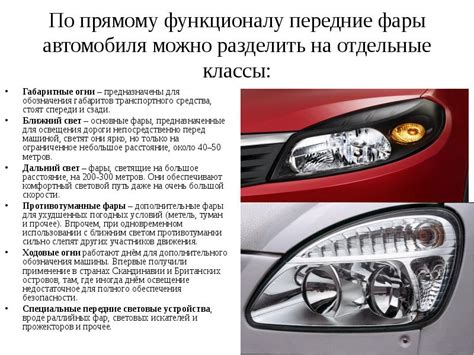 Виды фар и их использование