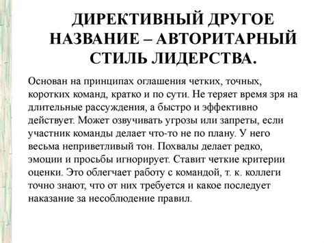 Основные особенности руководства